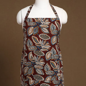 Brown - Kalamkari Block Print Cotton Apron with Pocket 31