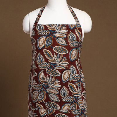 Brown - Kalamkari Block Print Cotton Apron with Pocket 31