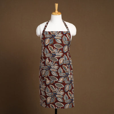 Brown - Kalamkari Block Print Cotton Apron with Pocket 31
