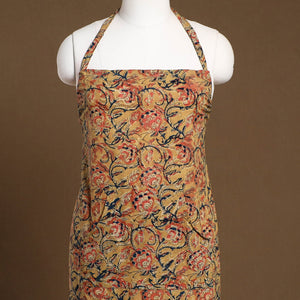 Beige - Kalamkari Block Print Cotton Apron with Pocket 32