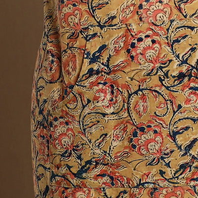 Beige - Kalamkari Block Print Cotton Apron with Pocket 32