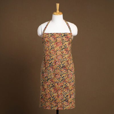 Beige - Kalamkari Block Print Cotton Apron with Pocket 32