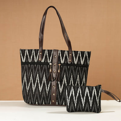 Black - Handcrafted Printed Shoulder Bag (Set of 2)