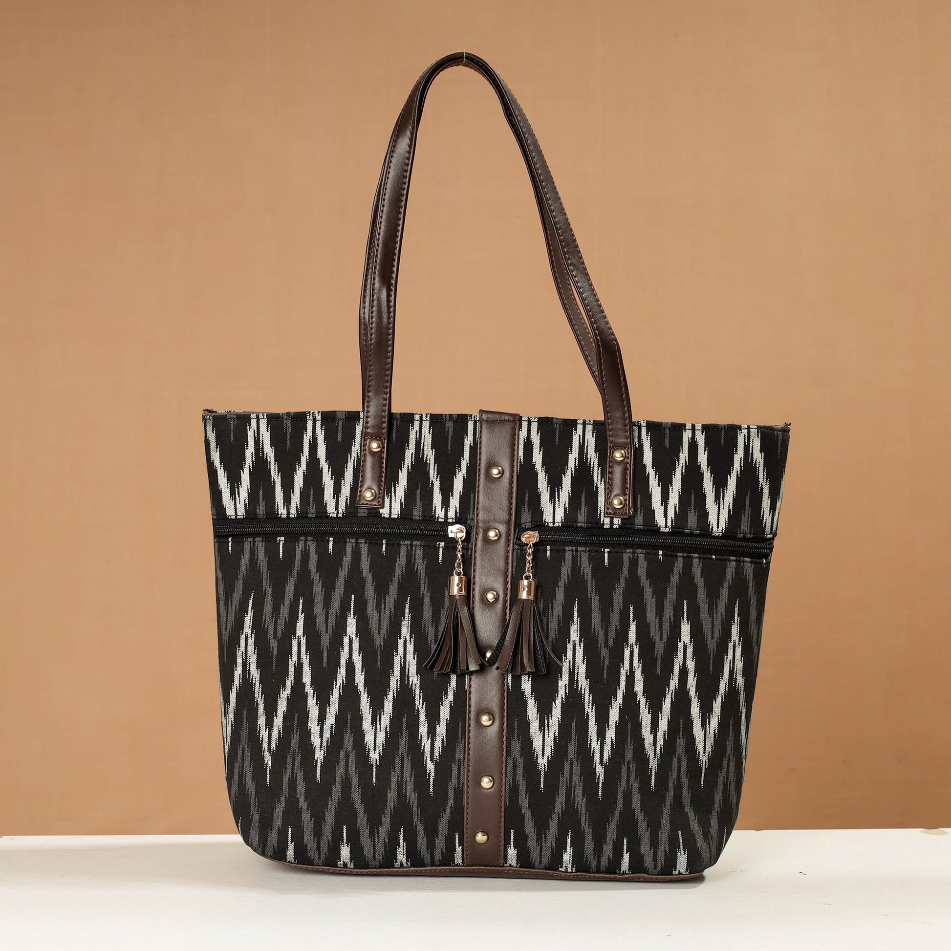 Black - Handcrafted Printed Shoulder Bag (Set of 2)