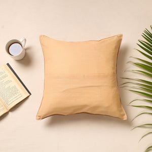 Beige - Traditional Pure Banarasi Silk Handwoven Zari Cushion Cover (16 x 16 in)