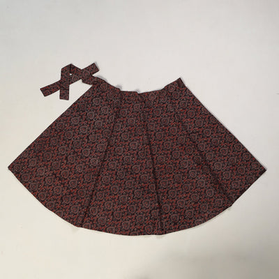 Brown - Ajrakh Block Printed Cotton Wrap Around Skirt 11