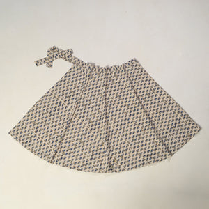 Beige - Ajrakh Block Printed Cotton Wrap Around Skirt 07