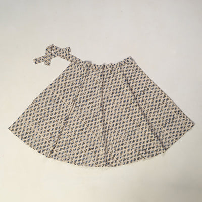Beige - Ajrakh Block Printed Cotton Wrap Around Skirt 07