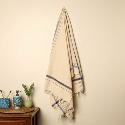 Beige - Handloom Fine Cotton Plain Bath Towel 03