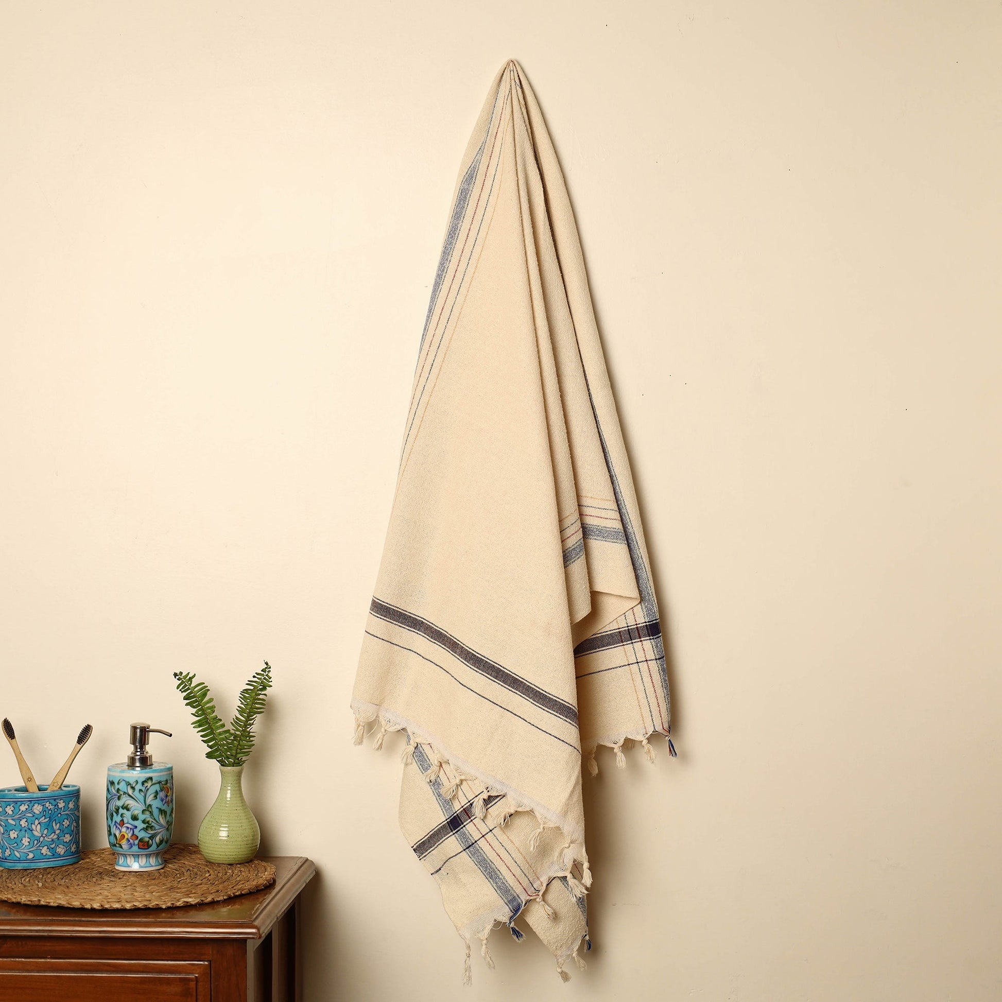 Beige - Handloom Fine Cotton Plain Bath Towel 03