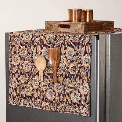 Brown - Handmade Cotton Fridge Top Cover with Multiple Pockets 31