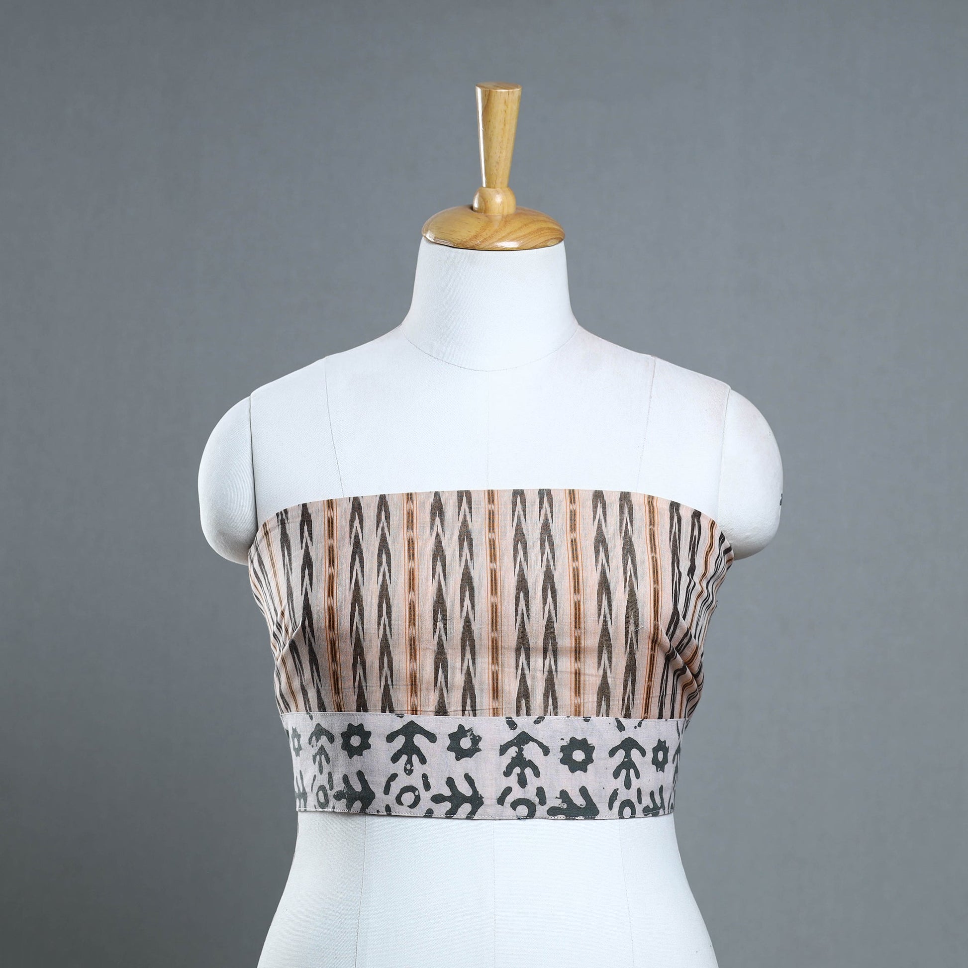 Brown - Handmade Cotton Sambalpuri Ikat Blouse Piece 08