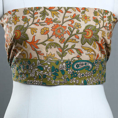 Beige - Block Printed Cotton Kalamkari Blouse Piece 21