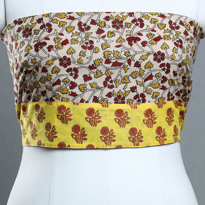 Beige - Block Printed Cotton Kalamkari Blouse Piece 22