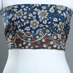 Blue - Block Printed Cotton Kalamkari Blouse Piece 26