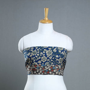 Blue - Block Printed Cotton Kalamkari Blouse Piece 26