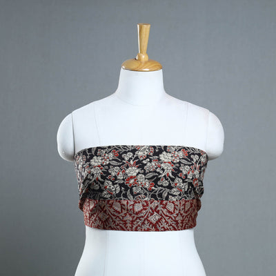 Black - Block Printed Cotton Kalamkari Blouse Piece 30