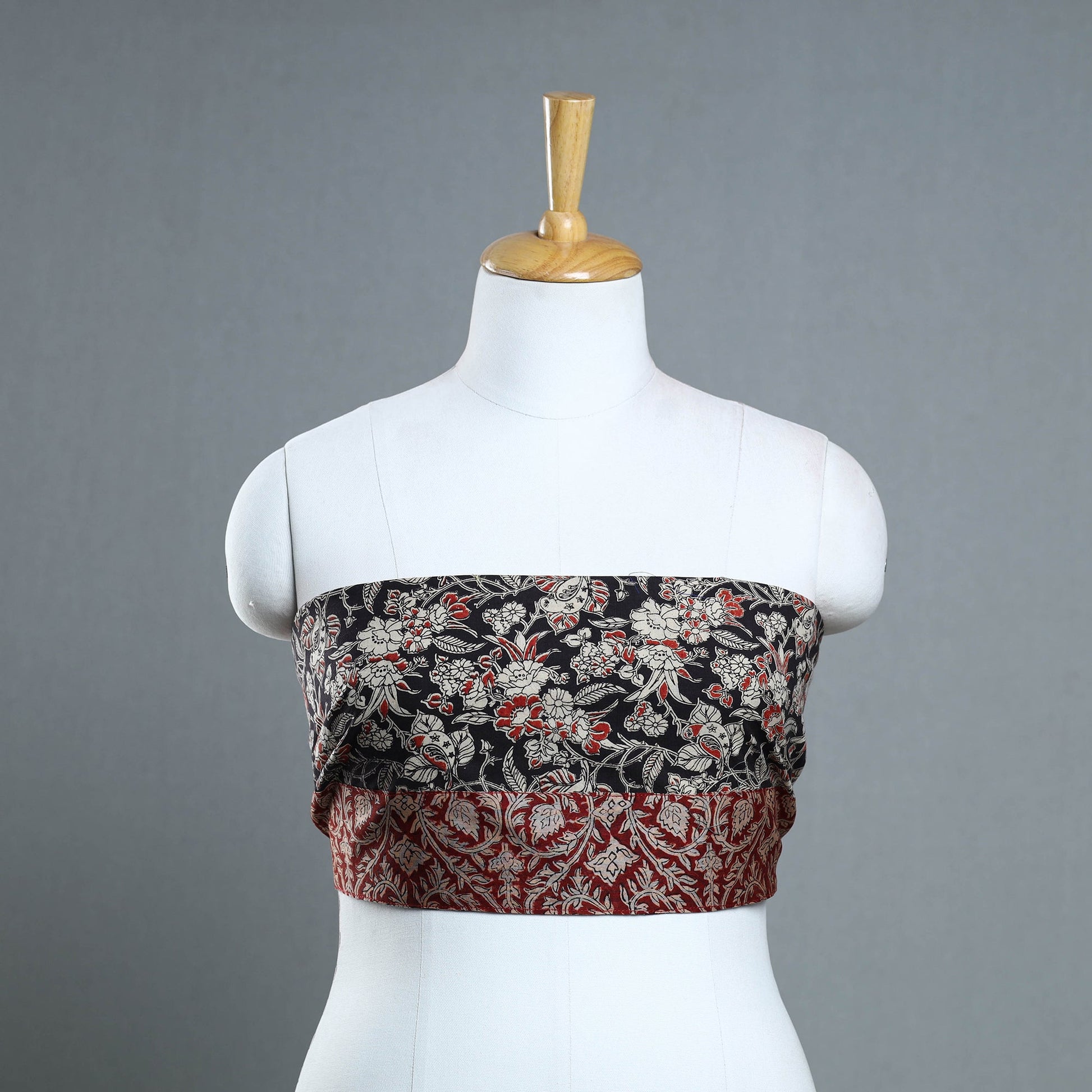 Black - Block Printed Cotton Kalamkari Blouse Piece 30