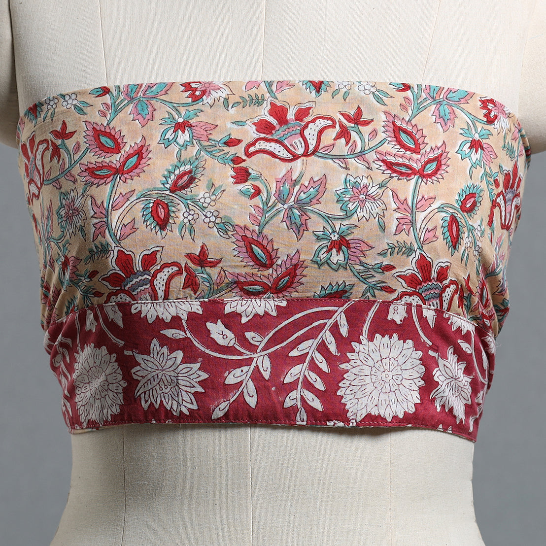 Beige - Block Printed Cotton Blouse Piece 57