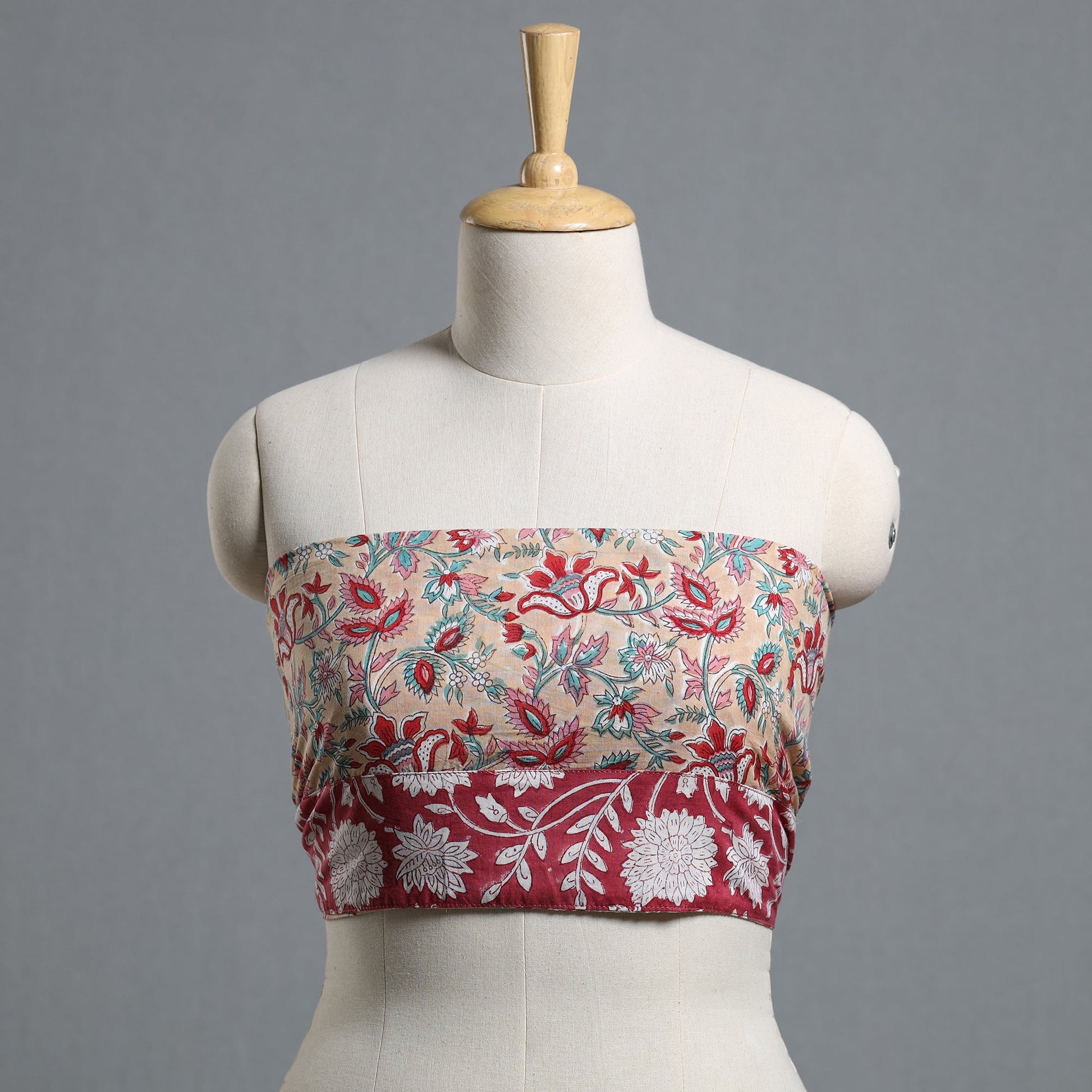 Beige - Block Printed Cotton Blouse Piece 57