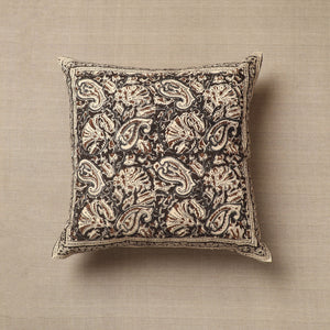 Brown - Original Pedana Block Print Cotton Kalamkari Cushion Cover 01