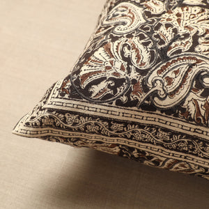 Brown - Original Pedana Block Print Cotton Kalamkari Cushion Cover 01