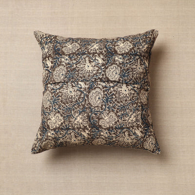 Black - Original Pedana Block Print Cotton Kalamkari Cushion Cover 03