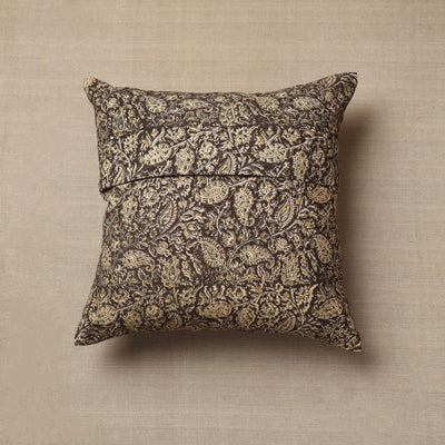 Black - Original Pedana Block Print Cotton Kalamkari Cushion Cover 04