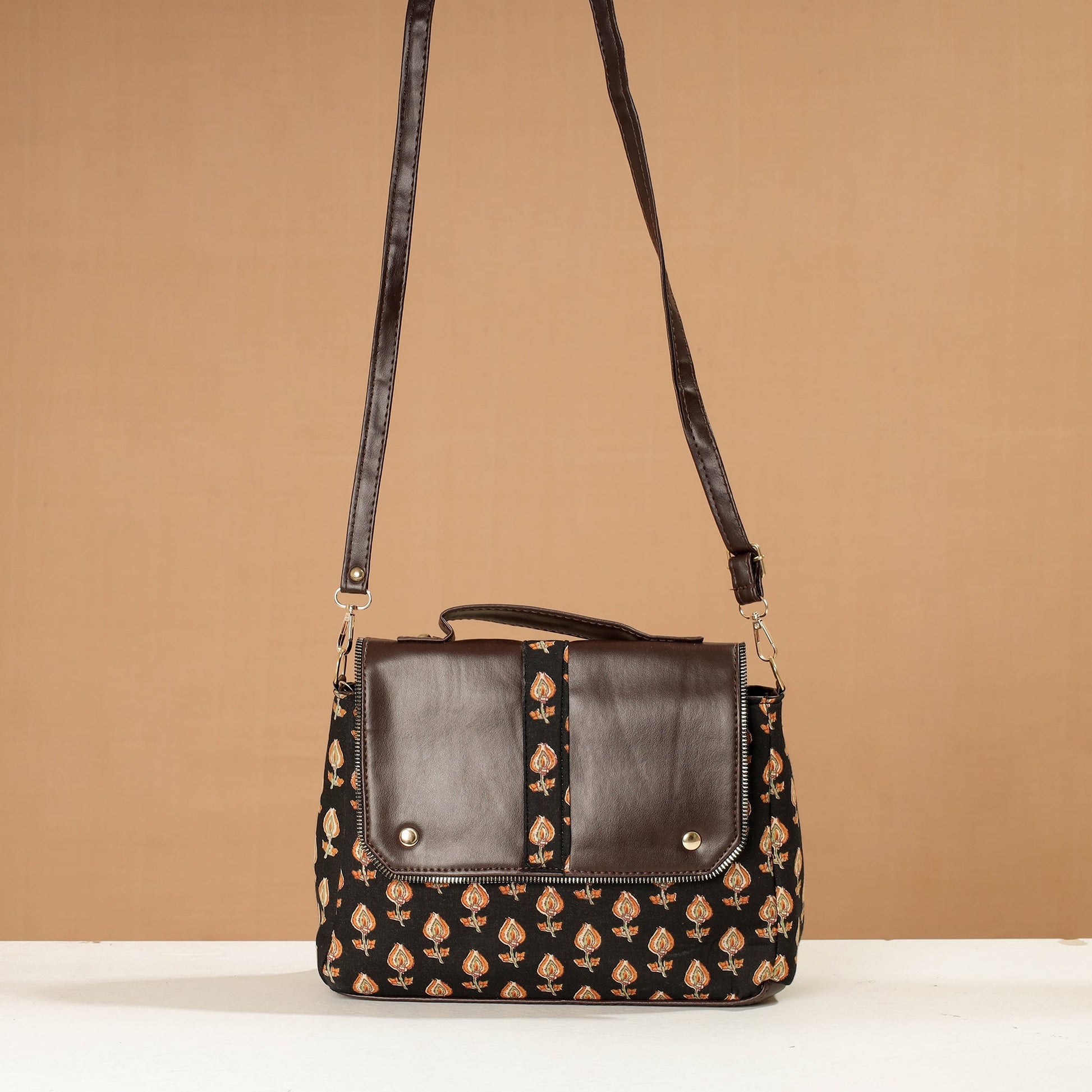 Black - Handcrafted Printed Sling Bag