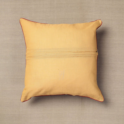 Beige - Block Print Cotton Kalamkari Cushion Cover (16 x 16 in) 02