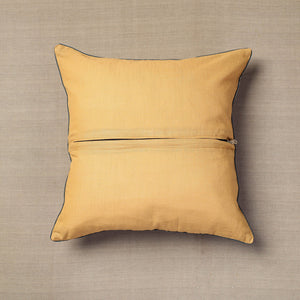 Beige - Block Print Cotton Kalamkari Cushion Cover (16 x 16 in) 07