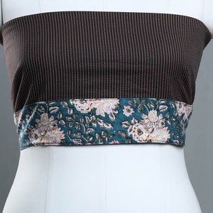 Brown - Handmade Running Stitch Plain Cotton Blouse Piece 104