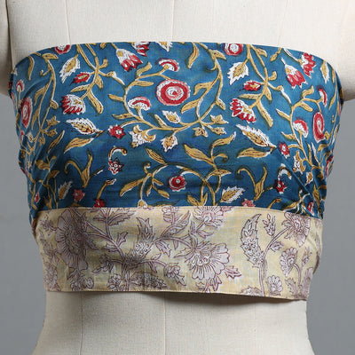 Blue - Block Printed Cotton Blouse Piece 88