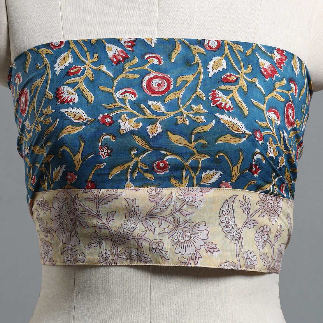 Blue - Block Printed Cotton Blouse Piece 88
