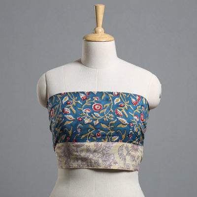 Blue - Block Printed Cotton Blouse Piece 88
