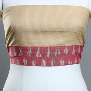 Beige - Handmade Running Stitch Plain Cotton Blouse Piece 112