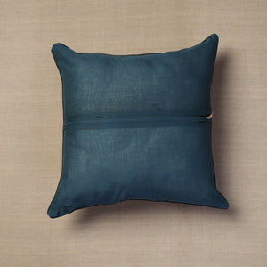 Blue - Block Print Cotton Kalamkari Cushion Cover (16 x 16 in) 16