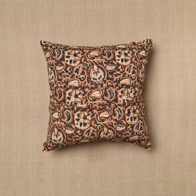 Brown - Pedana Block Print Cotton Kalamkari Cushion Cover 02