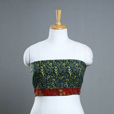Blue - Block Print Cotton Pipad Blouse Piece 124