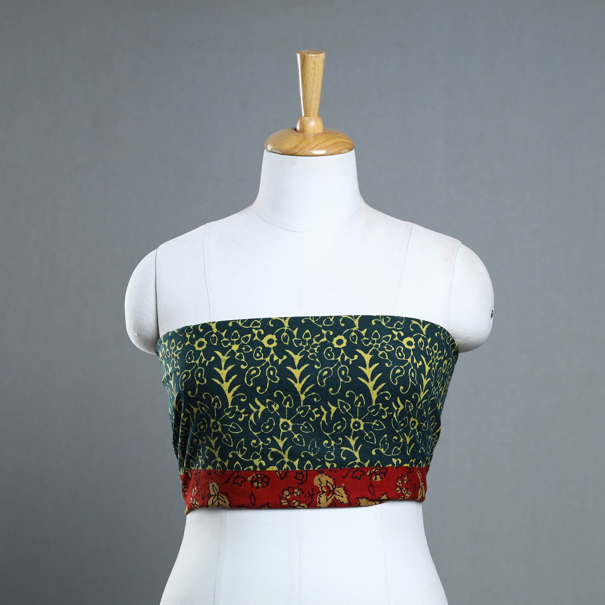 Blue - Block Print Cotton Pipad Blouse Piece 124