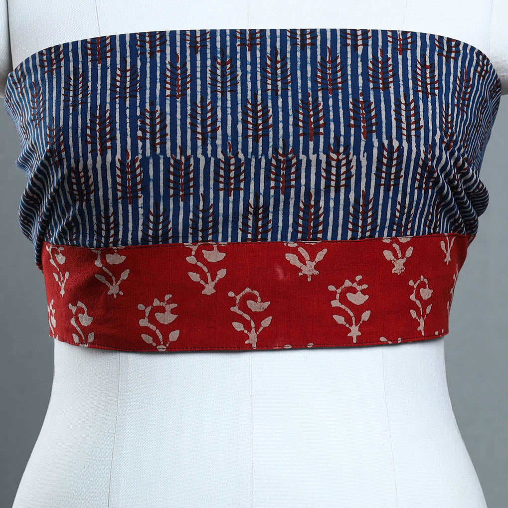 Blue - Block Print Cotton Pipad Blouse Piece 126