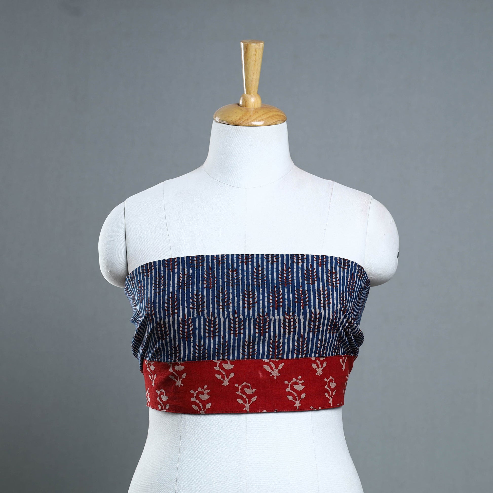 Blue - Block Print Cotton Pipad Blouse Piece 126