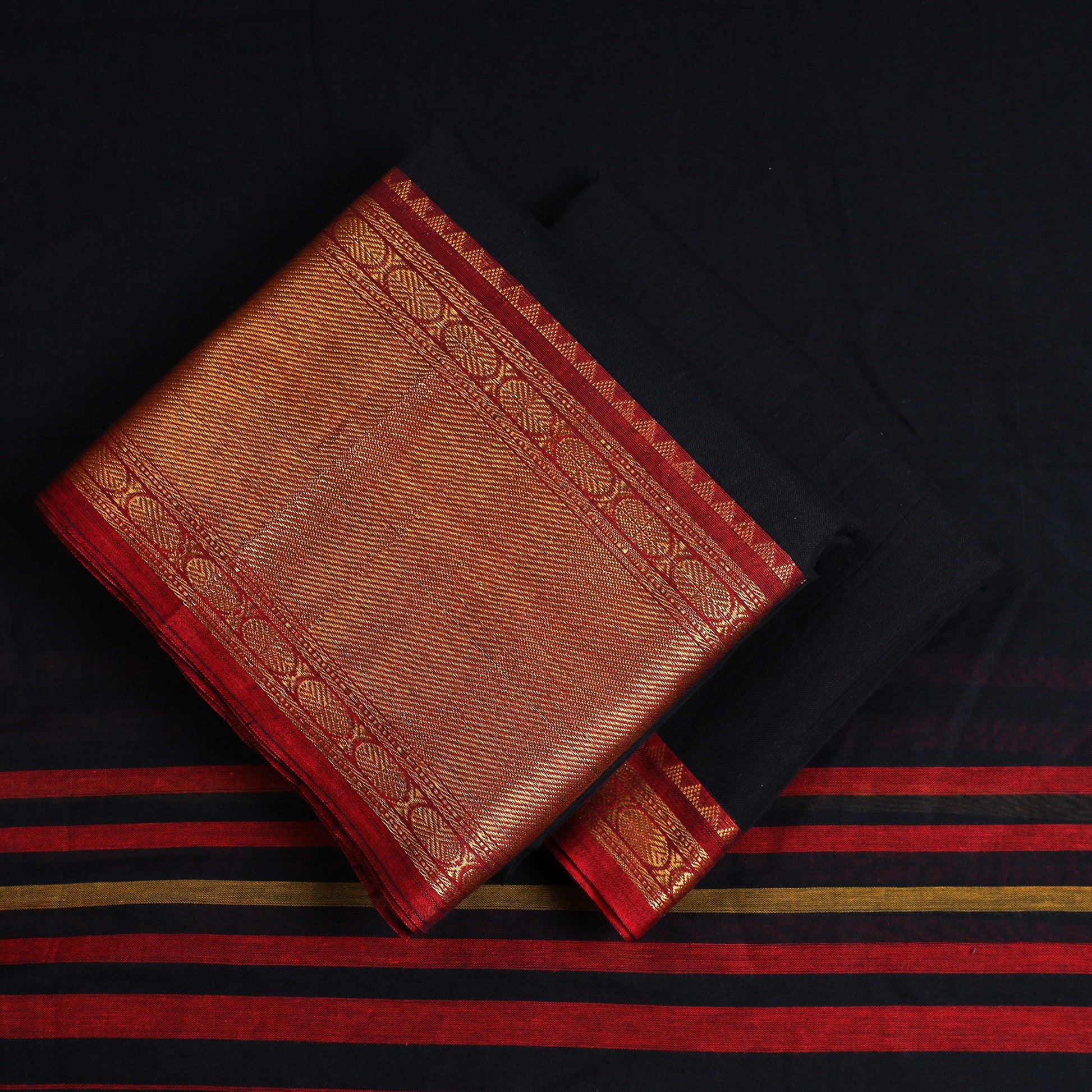 Black - 3pc Dharwad Cotton Suit Material Set 77
