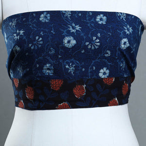 Blue - Block Print Cotton Pipad Blouse Piece 128