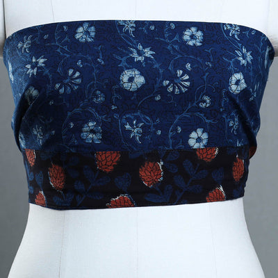 Blue - Block Print Cotton Pipad Blouse Piece 128