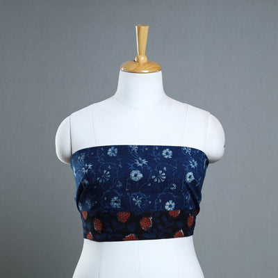 Blue - Block Print Cotton Pipad Blouse Piece 128