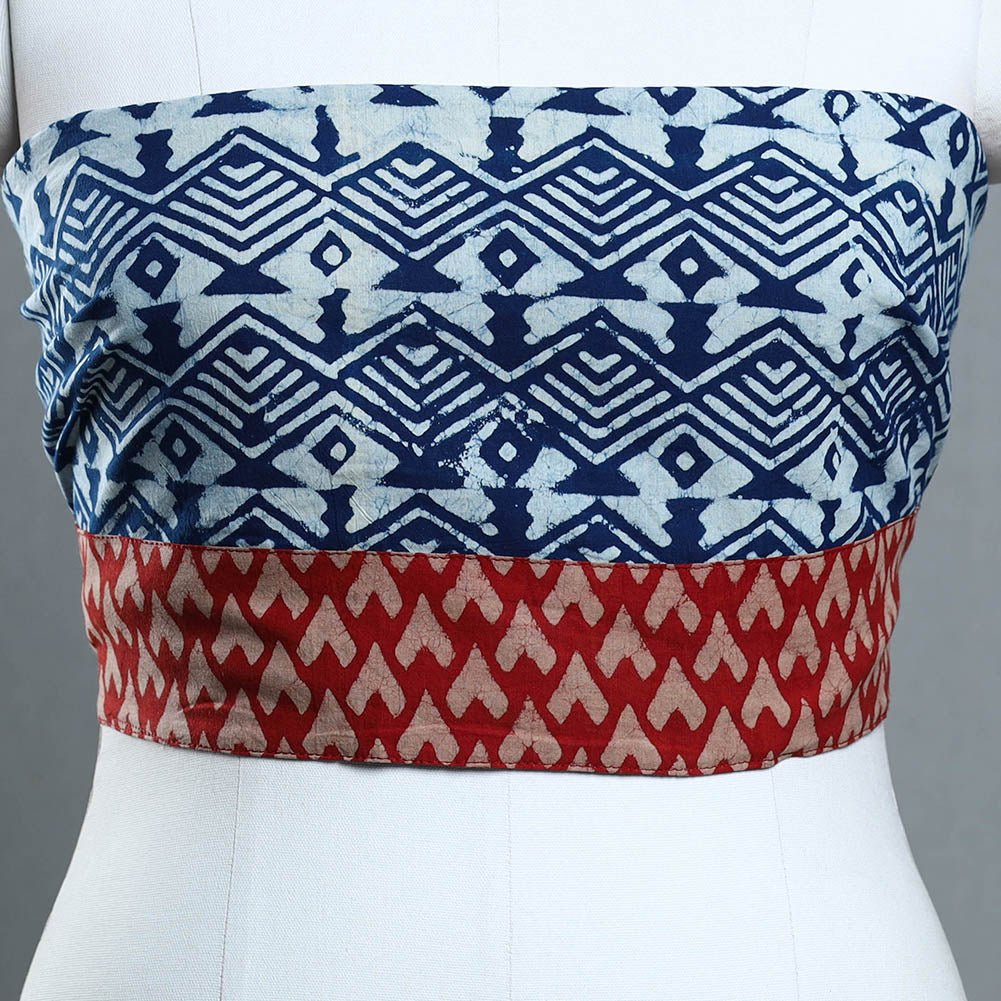 Blue - Block Print Cotton Pipad Blouse Piece 133