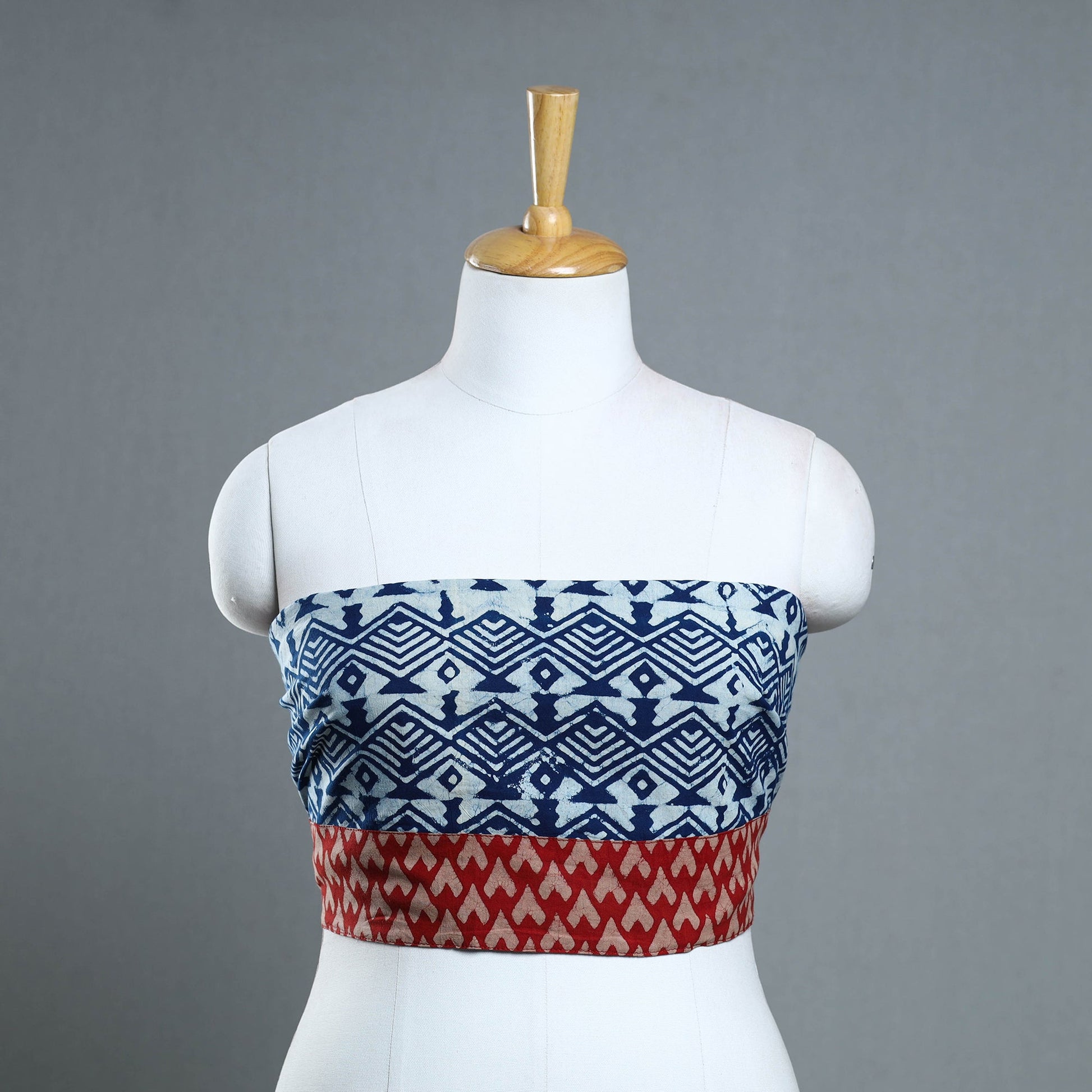 Blue - Block Print Cotton Pipad Blouse Piece 133