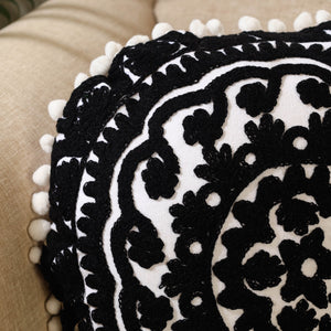 Black - Suzani Embroidery Cushion Cover (16 x 16 in) 02