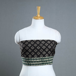 Black - Block Print Cotton Pipad Blouse Piece 134
